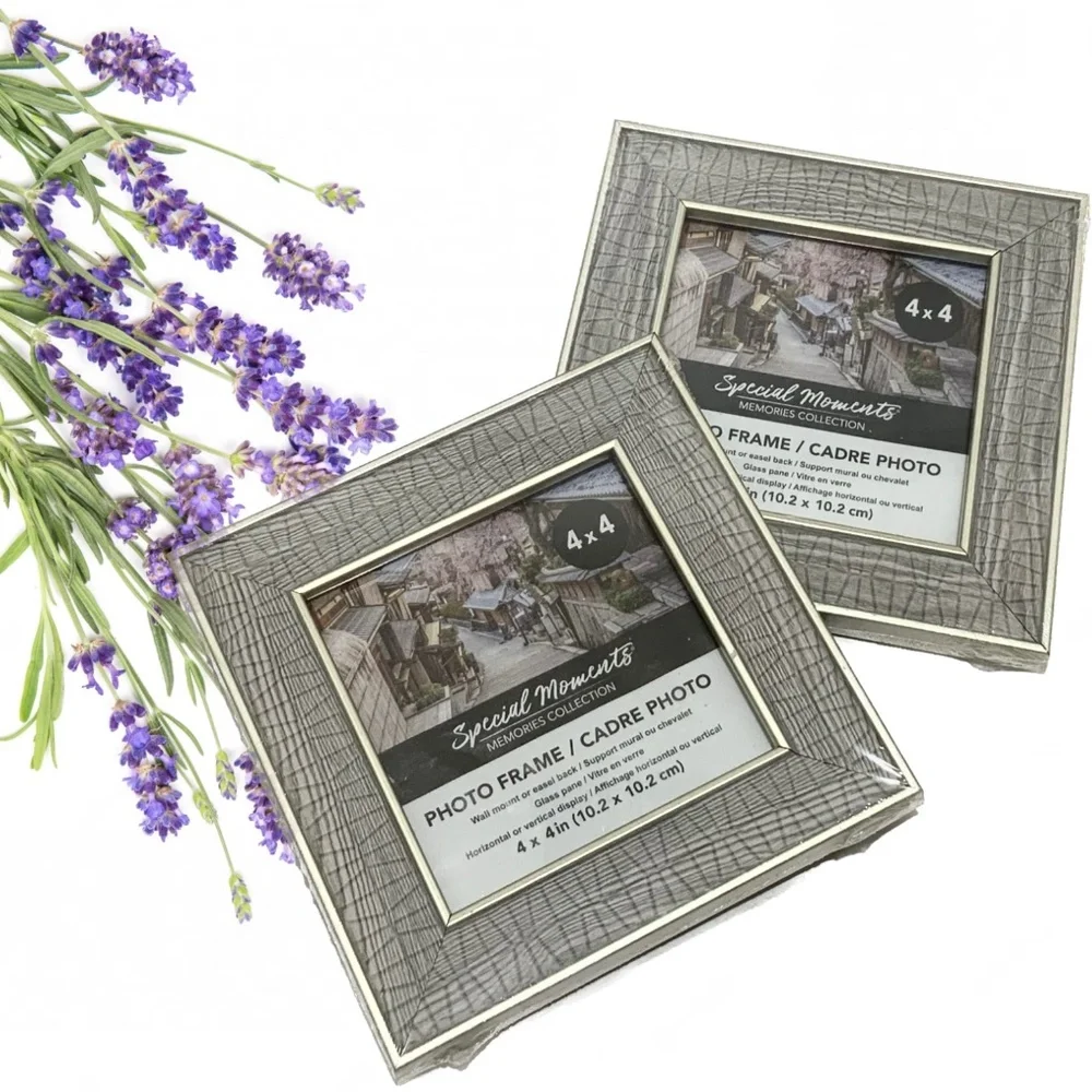 Set of 2 Picture Frames Silver Gray Photo Frame Poster Frame Gift Home Decor 4x4